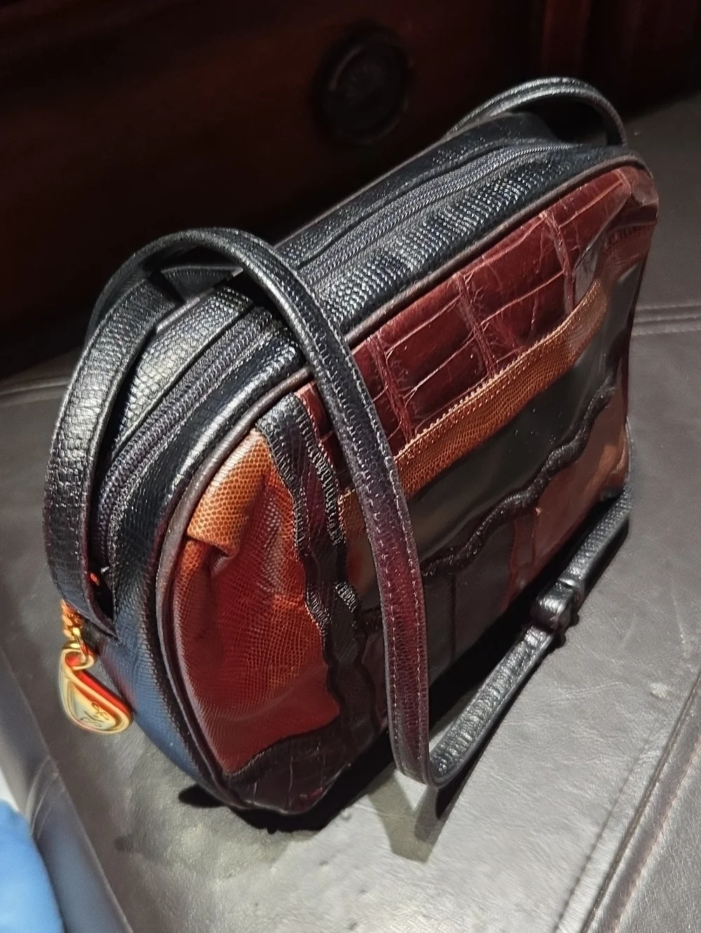 Sharif ~ Multi Colored Black Patchwork Crossbody Bag